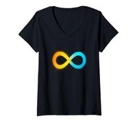 Femme Symbole Infini Graffiti Urban Design T-Shirt avec Col en V