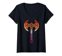 Femme Symbole lesbien subtil labrys violet saphir T-Shirt avec Col en V