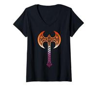 Femme Symbole lesbien subtil labrys violet saphir T-Shirt avec Col en V