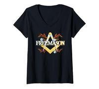 Femme Symbole maçonnique avec « branche de feuilles d'acacia », franc-maçon S & C T-Shirt avec Col en V