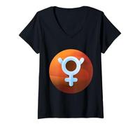 Femme Symbole Mercure Fun - Planète Astrologie Astrologique Zodiaque T-Shirt avec Col en V