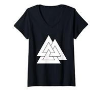 Femme Symbole Spirituel de la Trinité Celtique : Terre, Soleil, Lune, Nature T-Shirt avec Col en V