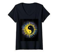 Femme Symbole Spirituel énergie Cosmique Forces entrelacées Univers T-Shirt avec Col en V