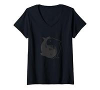 Femme Symbole Yin et Yang des Baleines T-Shirt avec Col en V