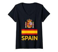 Femme Symboles nationaux espagnols et Texte Jaune T-Shirt avec Col en V