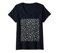 Femme Symboles Overloaded Bold Icons Pattern Tee pour Trendsetters T-Shirt avec Col en V