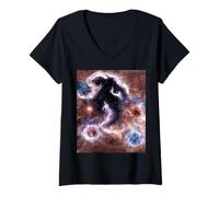 Femme Symphonie céleste : Une nébuleuse Galactique Abstraite captivante T-Shirt avec Col en V