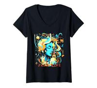 Femme Symphonie pour Saxophone Jazz Mine Music Lover T-Shirt avec Col en V