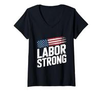 Femme Syndicat syndical Fort T-Shirt avec Col en V
