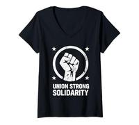 Femme Syndicat syndical Fort T-Shirt avec Col en V