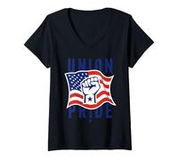 Femme Syndicat syndical Fort T-Shirt avec Col en V