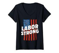 Femme Syndicat syndical Fort T-Shirt avec Col en V