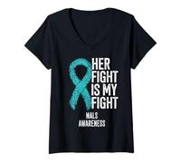 Femme Syndrome du ligament arqué médian Son combat est mon combat MALS T-Shirt avec Col en V