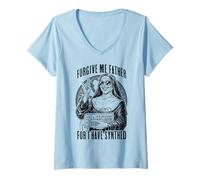 Femme Synthétiseur Humoristique « Forgive Me Father for I Have Synthed » T-Shirt avec Col en V