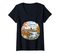 Femme Syracuse, New York, New York, États-Unis T-Shirt avec Col en V