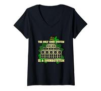Femme Système audio Bush T-Shirt avec Col en V