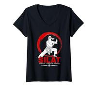 Femme Système de Combat Silat T-Shirt avec Col en V