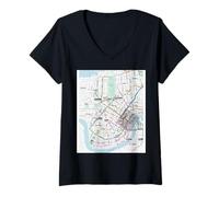 Femme Système de Transport en commun de la Nouvelle-Orléans Travel Art USA T-Shirt avec Col en V