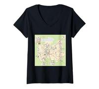 Femme Système de Voyage Mont de Marsan Art France T-Shirt avec Col en V