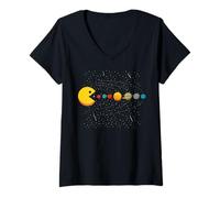 Femme Système Solaire Astronautes Space Jeux vidéo drôle Sarcastique T-Shirt avec Col en V