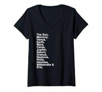 Femme Système Solaire : liste des planètes, Cadeaux Principaux et Nains T-Shirt avec Col en V