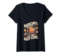 Femme Système solaire « Mercure, le plus rapide, mais ne peut pas rester au frais » Vitesse T-Shirt avec Col en V