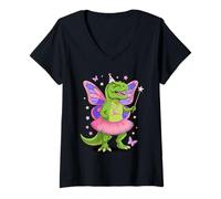 Femme T-Rex Dinosaur Fairy Ballerina Tyrannosaurus Rex T-Shirt avec Col en V