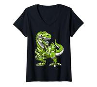 Femme T-Rex Dinosaure Robot Enfants Garçons T-Shirt avec Col en V