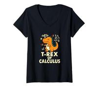 Femme T-Rex of Calculus Drôle Mathématiques Dinosaure T-Shirt avec Col en V