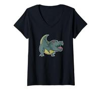 Femme T Rex Screams in The Primeval Times T-Shirt avec Col en V