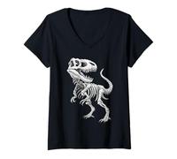 Femme T Rex Squelette Fossile Dinosaure Paléontologue Dino os T-Shirt avec Col en V