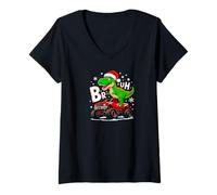 Femme T Rex Tyrannosaurus Rex Dinosaur Jurassic Truck Christmas T-Shirt avec Col en V