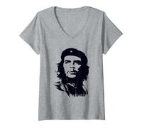 Femme T-shirt à manches Che Guevara Guerilla Cuba History T-Shirt avec Col en V