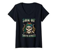 Femme T-Shirt Afrique du Sud - Son Afrique du Sud - Vêtements africains T-Shirt avec Col en V