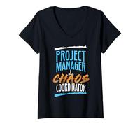 Femme T-Shirt Agile drôle de Chef de Projet aka Chaos Coordinator T-Shirt avec Col en V
