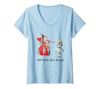 Femme T-shirt Alice et la reine de cœurs Off With Her Head T-Shirt avec Col en V