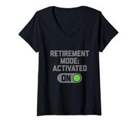 Femme T-Shirt Amusant avec Mode de Retraite activé, Cadeau Amusant pour retraités T-Shirt avec Col en V