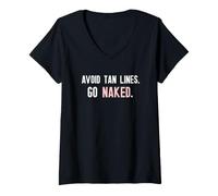 Femme T-Shirt Amusant Nudist Avoid Tan Lines T-Shirt avec Col en V