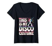 Femme T-Shirt Amusant rétro années 70 avec Inscription « This is My Disco Costume » T-Shirt avec Col en V