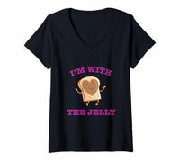 Femme T-shirt assorti I'm With The Jelly pour besties et besties T-Shirt avec Col en V