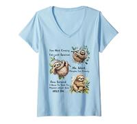 Femme T-Shirt avec Inscription « Sloth I'm Not Crazy I'm Just Special » T-Shirt avec Col en V