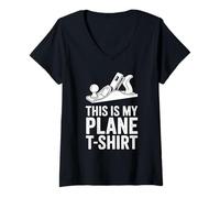 Femme T-shirt avec inscription « This Is My Only Plane » T-Shirt avec Col en V