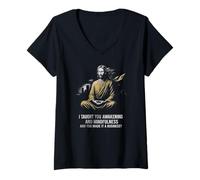 Femme T-Shirt Awakening and Mindfulness - Art de méditation satirique T-Shirt avec Col en V