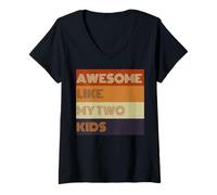 Femme T-shirt Awesome Like My Two Kids pour la fête des pères T-Shirt avec Col en V