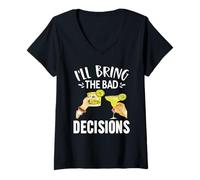 Femme T-Shirt BFF « I'll Bring The Bad Decisions » pour Homme et Femme T-Shirt avec Col en V