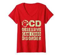 Femme T-Shirt Cane Corso | T-Shirt pour Chien avec Trouble obsédatif du Corso de la Canne T-Shirt avec Col en V