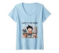 Femme T-Shirt CPA « I Can't It's Tax Season Accounting Fun Accountant » T-Shirt avec Col en V