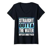 Femme T-Shirt De Baptême pour Enfants Et Adultes, Chrétien, Jésus, T-Shirt avec Col en V