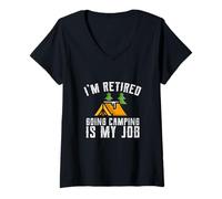 Femme T-Shirt de Camping pour Les Jeunes retraités Camping is My Job T-Shirt avec Col en V