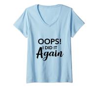 Femme T-shirt de grossesse humoristique Oops I did It Again T-Shirt avec Col en V